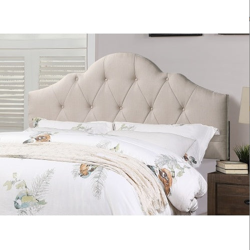 Contemporary Queen Size Bed Light Brown Upholstered