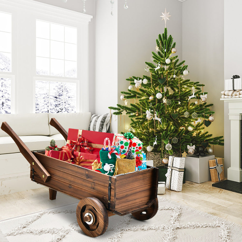 Wooden Wagon Planter Cart