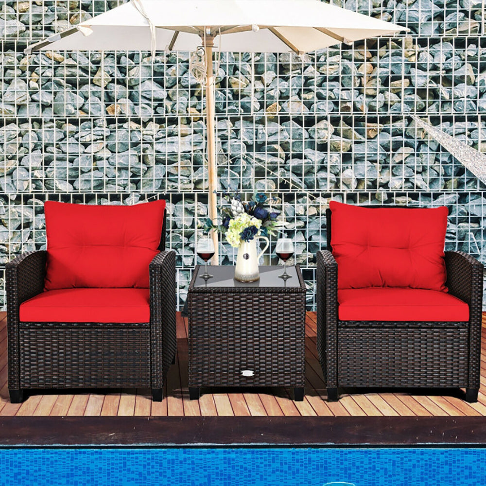 3 Pieces Weather Resistant Patio Furniture Set With Washable Cushion
