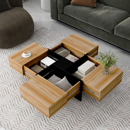 Sleek Coffee Table With 4 Hidden Storage Compartments