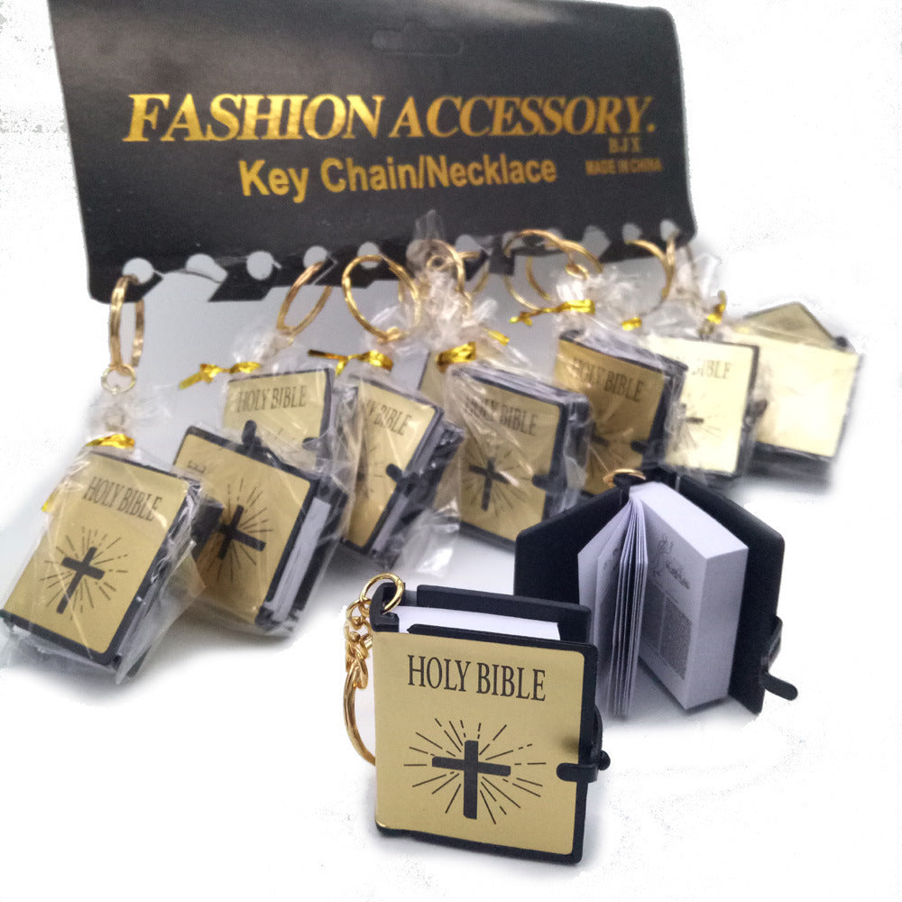 Mini English HOLY BIBLE Key Chains Readable Bible Christian Keyrings Car Key Chains
