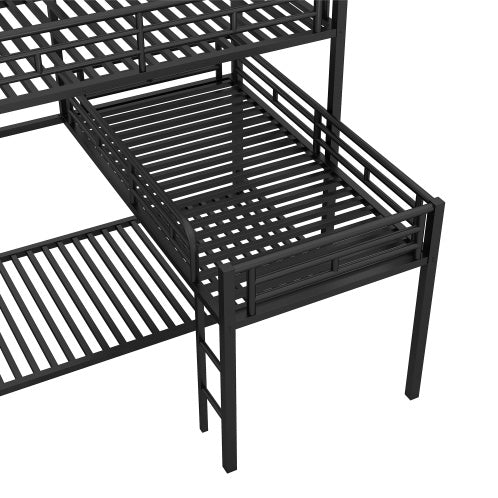 Triplex L-shaped Metal Twin Size Bunk Bed