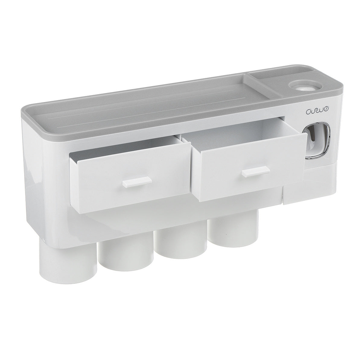 Hanging Magnetic Toothbrush Holder Single Drawer Storage Rack With Toothpaste Squeezer Toiletry Set