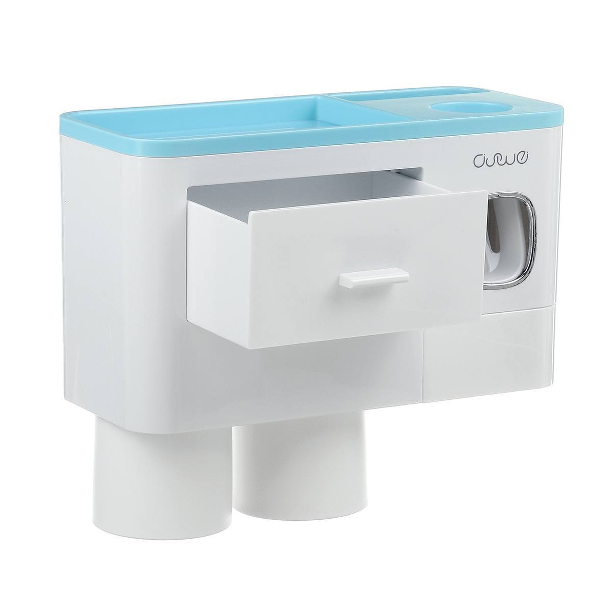 Hanging Magnetic Toothbrush Holder Single Drawer Storage Rack With Toothpaste Squeezer Toiletry Set