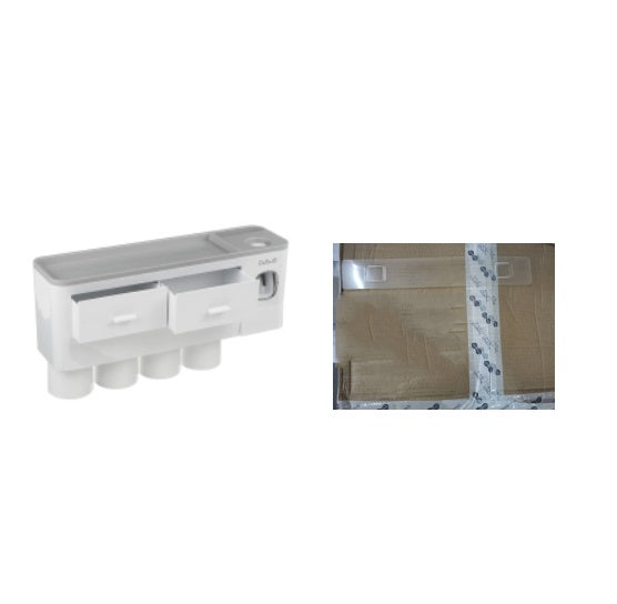 Hanging Magnetic Toothbrush Holder Single Drawer Storage Rack With Toothpaste Squeezer Toiletry Set