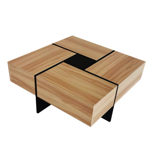Sleek Coffee Table With 4 Hidden Storage Compartments