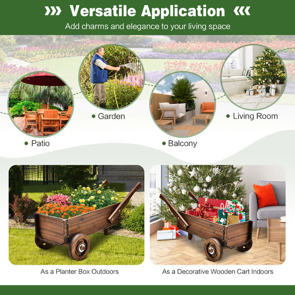 Wooden Wagon Planter Cart