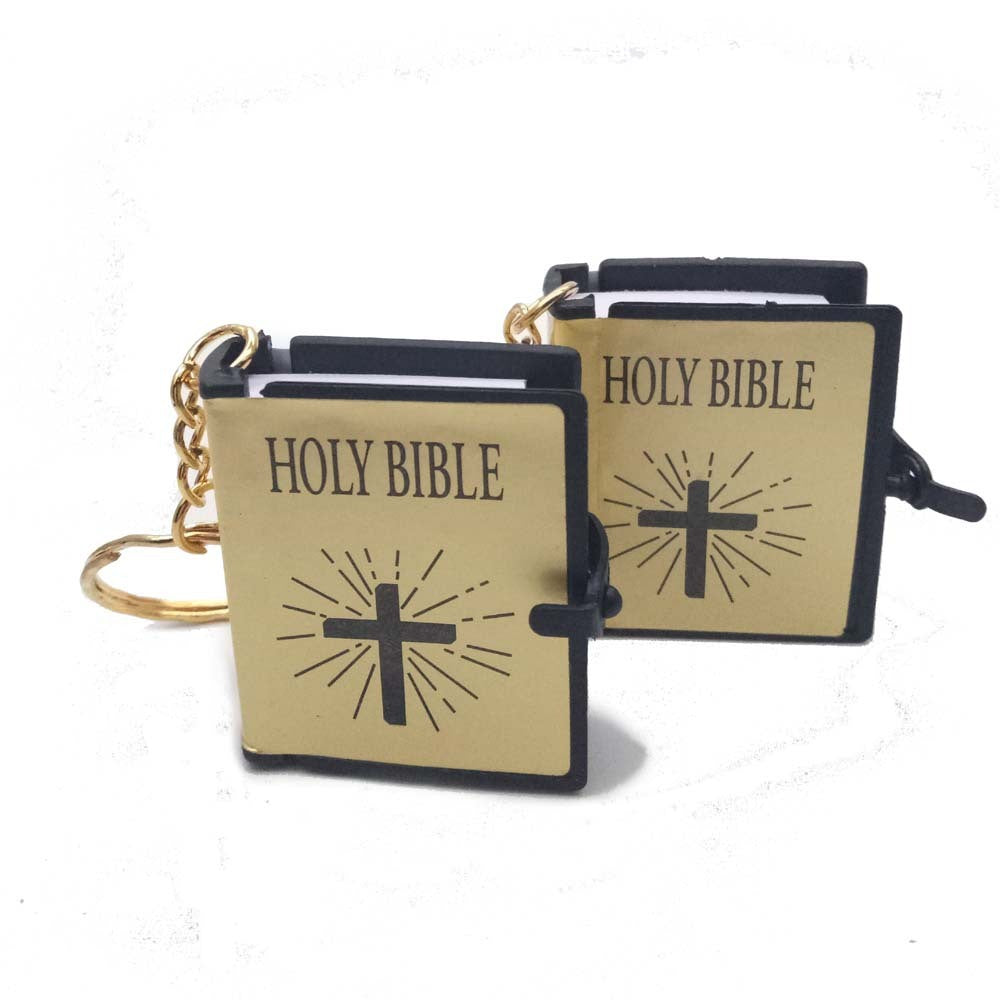 Mini English HOLY BIBLE Key Chains Readable Bible Christian Keyrings Car Key Chains