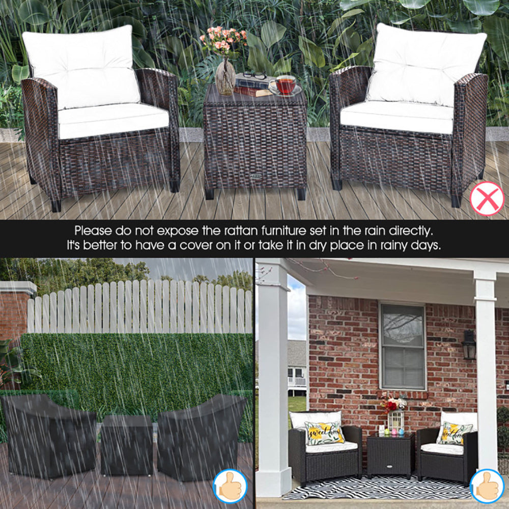 3 Pieces Weather Resistant Patio Furniture Set With Washable Cushion