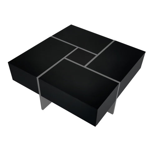 Sleek Coffee Table With 4 Hidden Storage Compartments