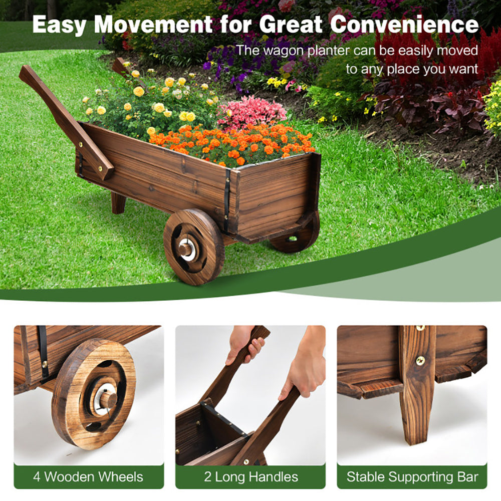 Wooden Wagon Planter Cart