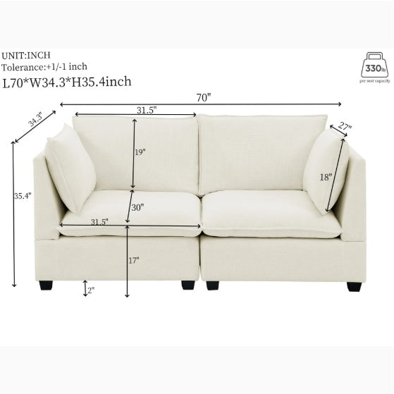 3-Piece Chenille Fabric Living Room Furniture