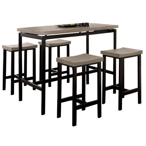 5 Pc Counter Chairs and Table in Black Gray