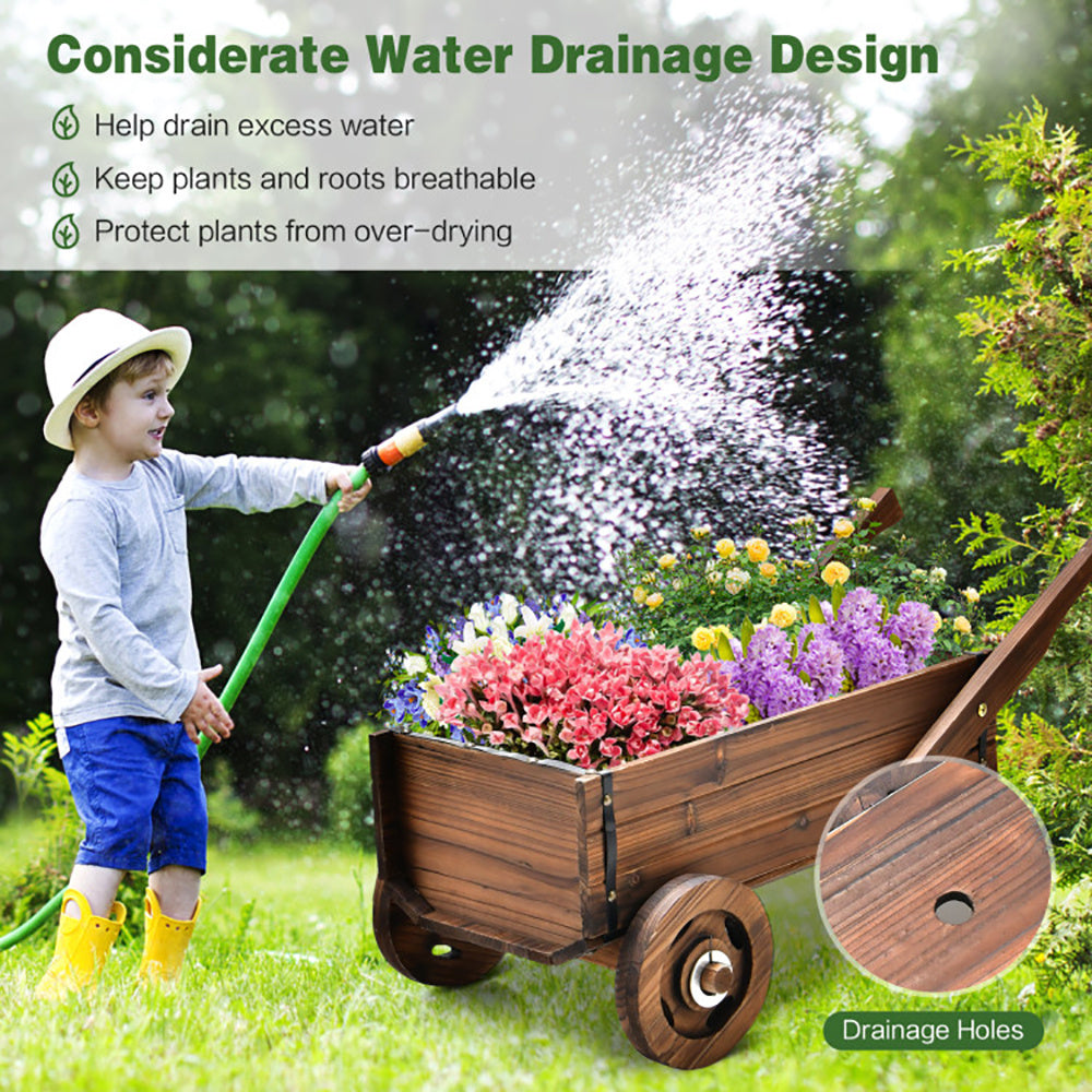 Wooden Wagon Planter Cart