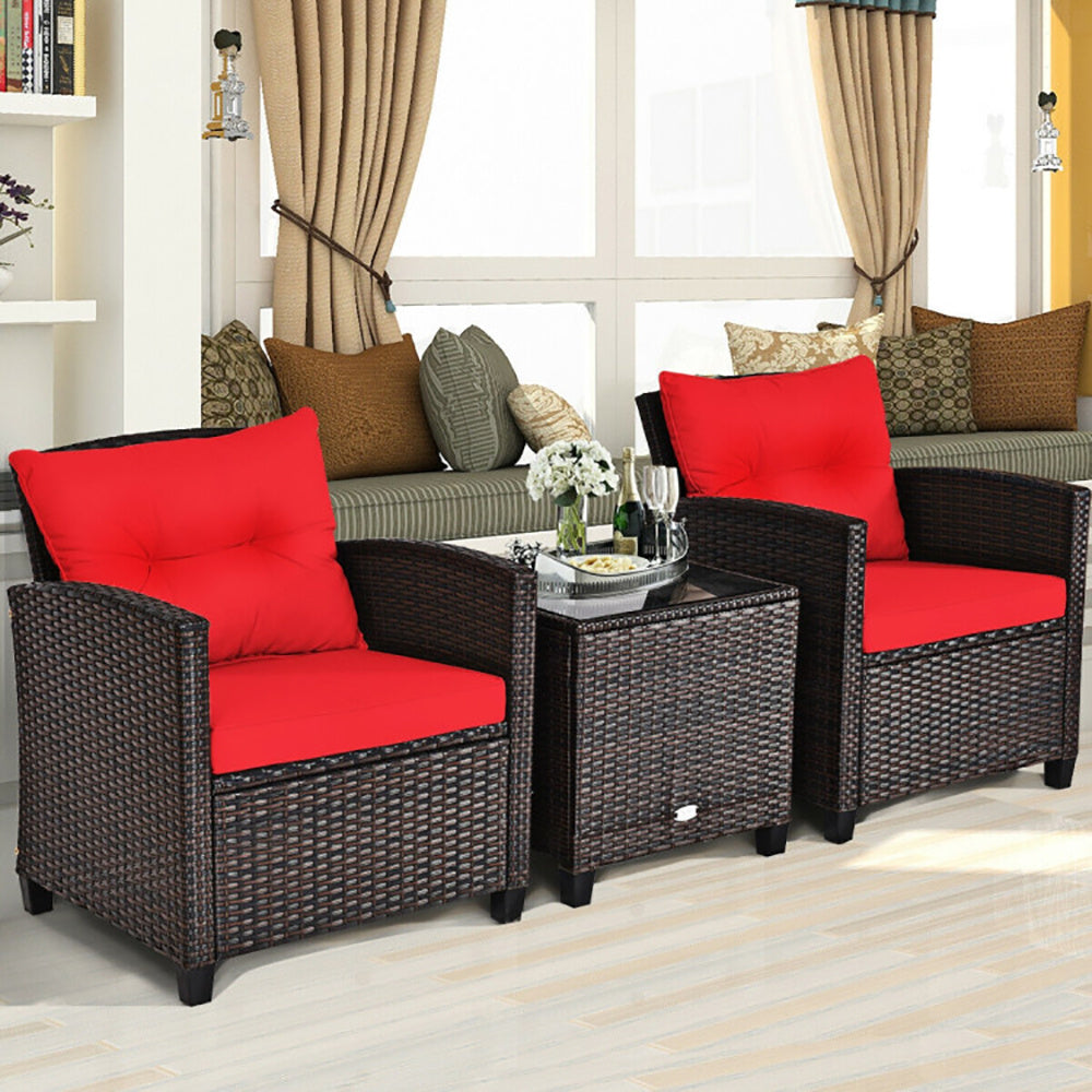 3 Pieces Weather Resistant Patio Furniture Set With Washable Cushion