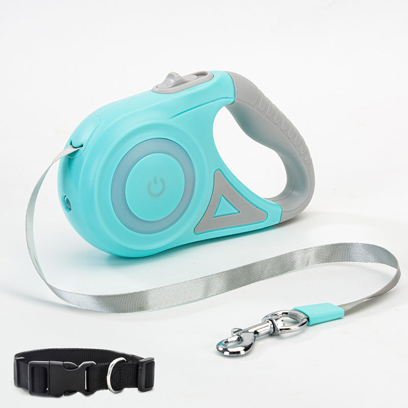 Retractable Leash And Dog Collar Spotlight Automatic Traction Rope For Small Medium Dogs