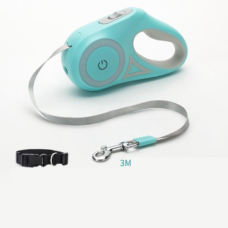 Retractable Leash And Dog Collar Spotlight Automatic Traction Rope For Small Medium Dogs