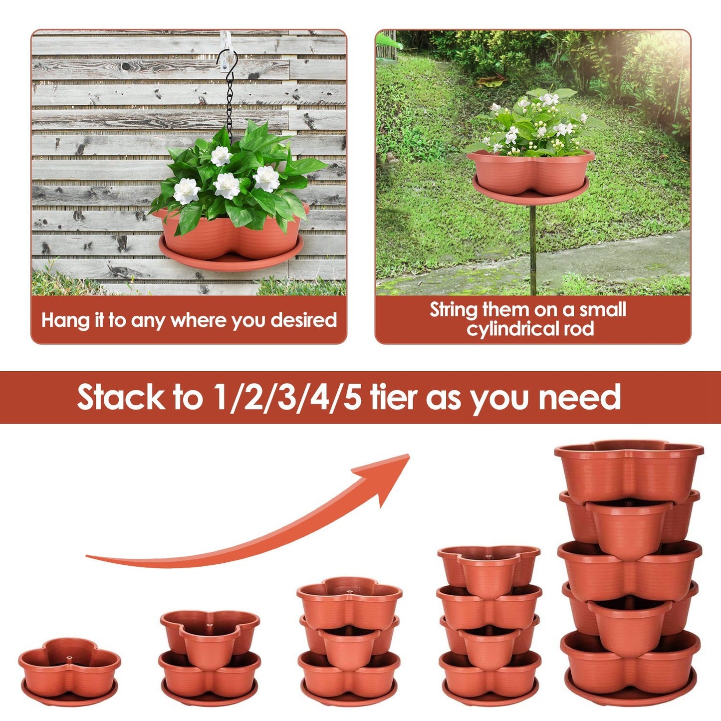 1Pc 5 Planters Garden Tower Planter Outdoor