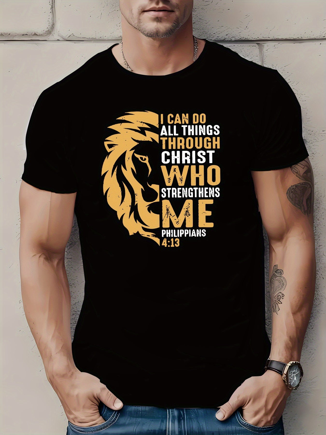 Lion T-shirt With Philippians Bible Verses