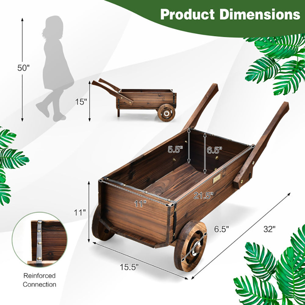 Wooden Wagon Planter Cart