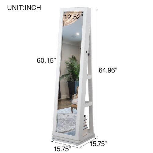 Full Body Mirror Rotating Jewelry Cabinet