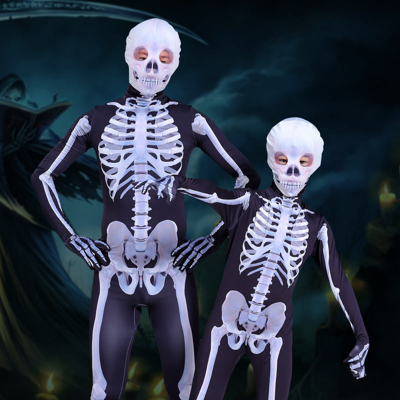 kids S M L and Adult XS S M L Halloween Skeleton Costume