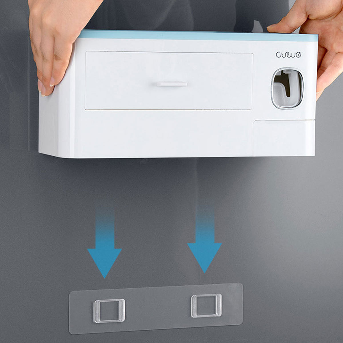 Hanging Magnetic Toothbrush Holder Single Drawer Storage Rack With Toothpaste Squeezer Toiletry Set