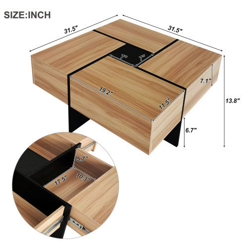 Sleek Coffee Table With 4 Hidden Storage Compartments