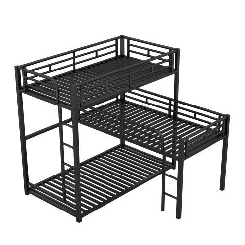 Triplex L-shaped Metal Twin Size Bunk Bed
