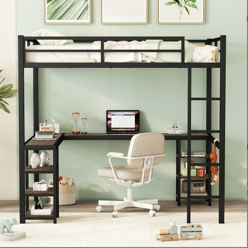 Full Mattress Loft Bed With Ladder And Guardrails