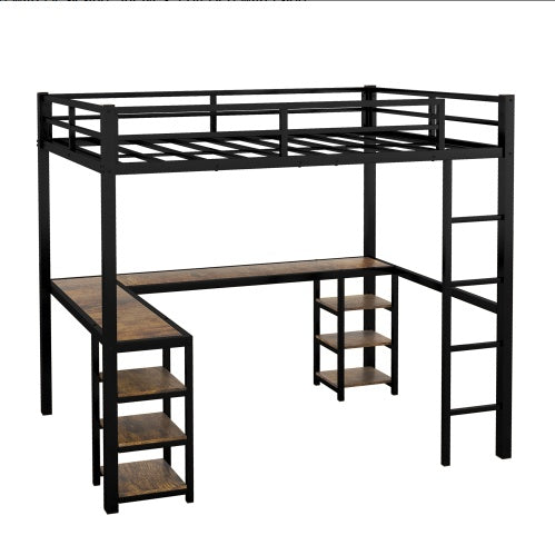 Full Mattress Loft Bed With Ladder And Guardrails