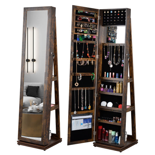 Full Body Mirror Rotating Jewelry Cabinet