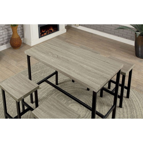 5 Pc Counter Chairs and Table in Black Gray