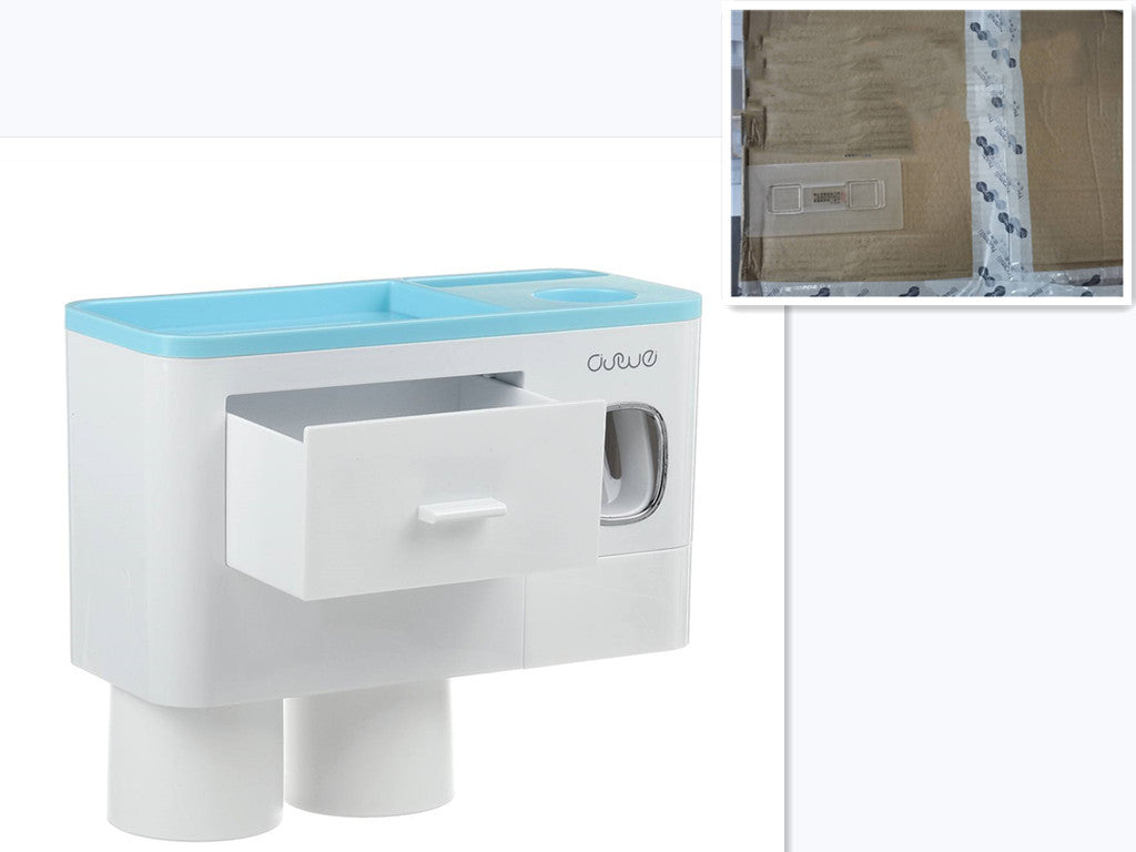Hanging Magnetic Toothbrush Holder Single Drawer Storage Rack With Toothpaste Squeezer Toiletry Set