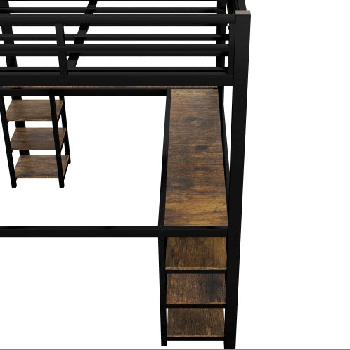 Full Mattress Loft Bed With Ladder And Guardrails