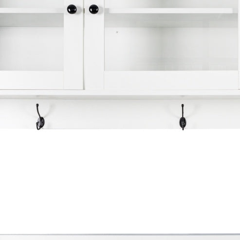 Kitchen Freestanding Pantry Cabinets Cupboard With 4 Doors, 4 Drawers & Microwave Shelf, White