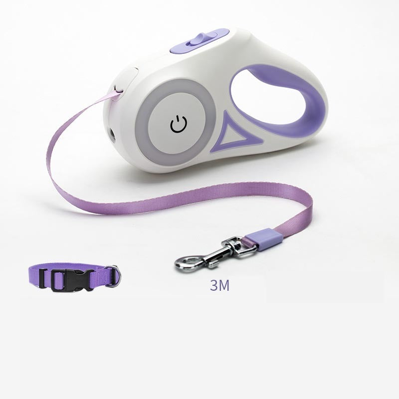 Retractable Leash And Dog Collar Spotlight Automatic Traction Rope For Small Medium Dogs
