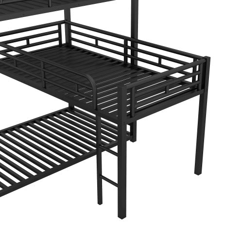 Triplex L-shaped Metal Twin Size Bunk Bed