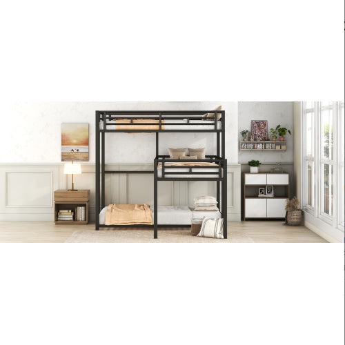Triplex L-shaped Metal Twin Size Bunk Bed
