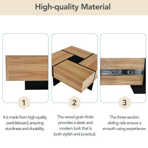 Sleek Coffee Table With 4 Hidden Storage Compartments