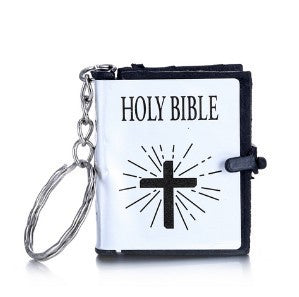 Mini English HOLY BIBLE Key Chains Readable Bible Christian Keyrings Car Key Chains