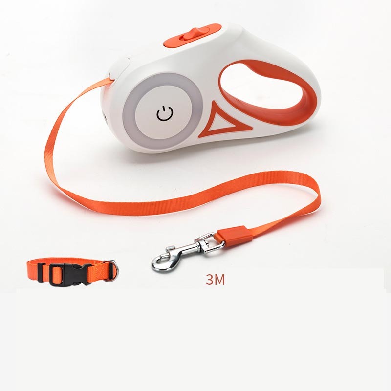 Retractable Leash And Dog Collar Spotlight Automatic Traction Rope For Small Medium Dogs