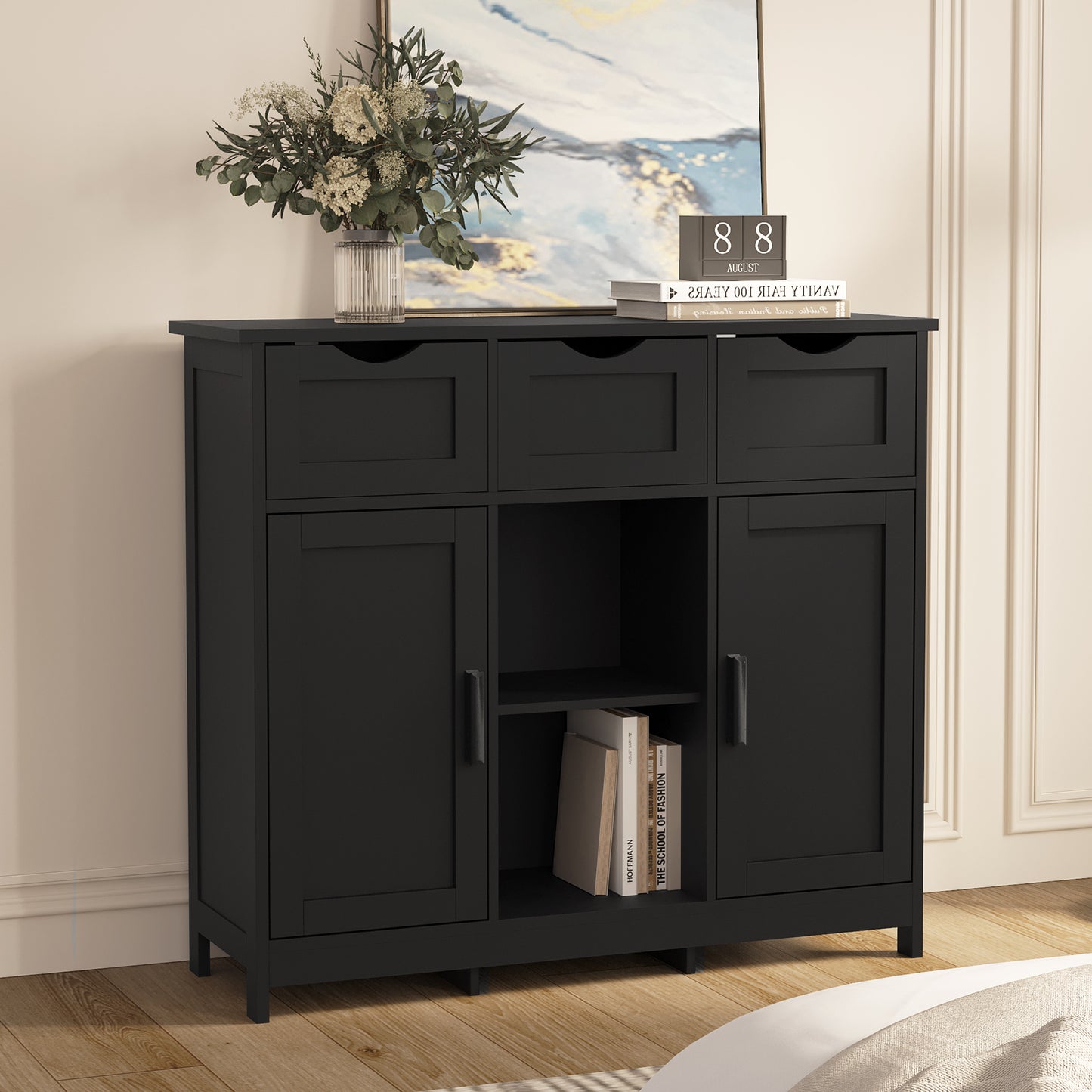 Modern Storage Cabinet With Drawers And Shelves