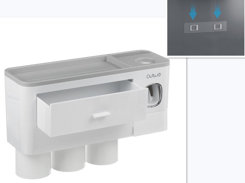 Hanging Magnetic Toothbrush Holder Single Drawer Storage Rack With Toothpaste Squeezer Toiletry Set