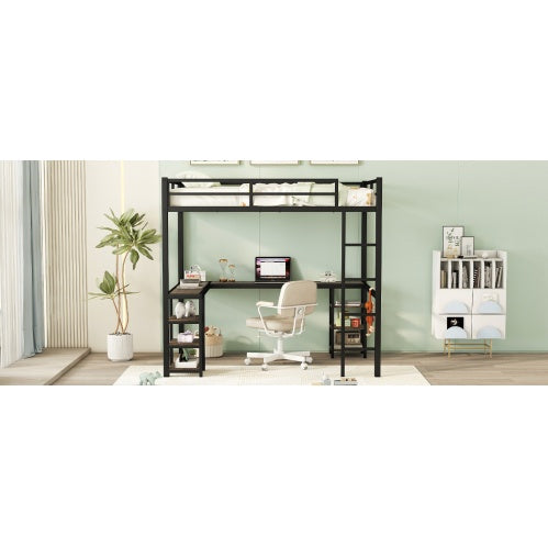 Full Mattress Loft Bed With Ladder And Guardrails