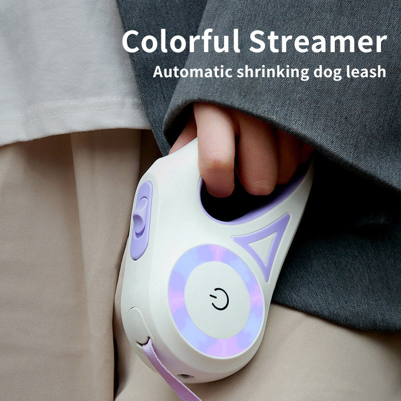 Retractable Leash And Dog Collar Spotlight Automatic Traction Rope For Small Medium Dogs