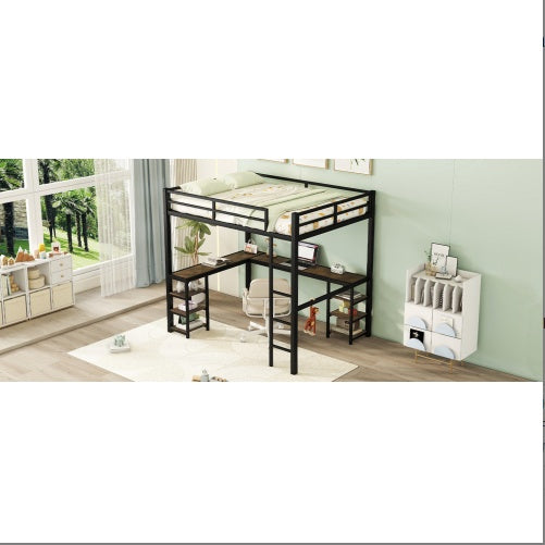 Full Mattress Loft Bed With Ladder And Guardrails