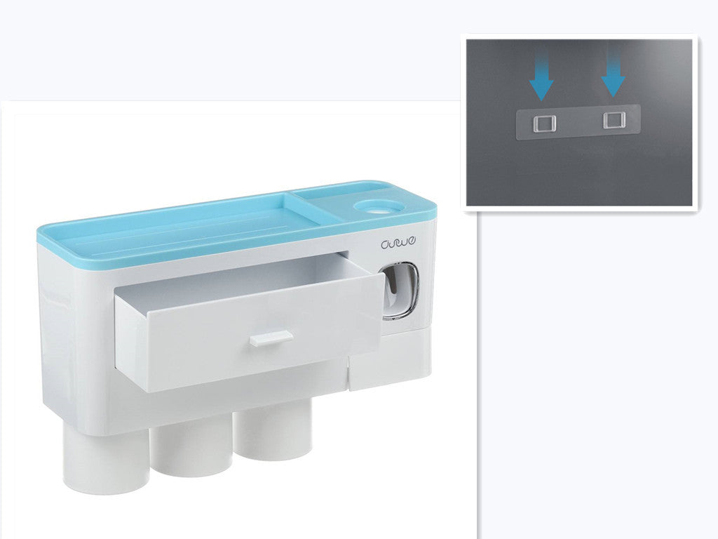 Hanging Magnetic Toothbrush Holder Single Drawer Storage Rack With Toothpaste Squeezer Toiletry Set