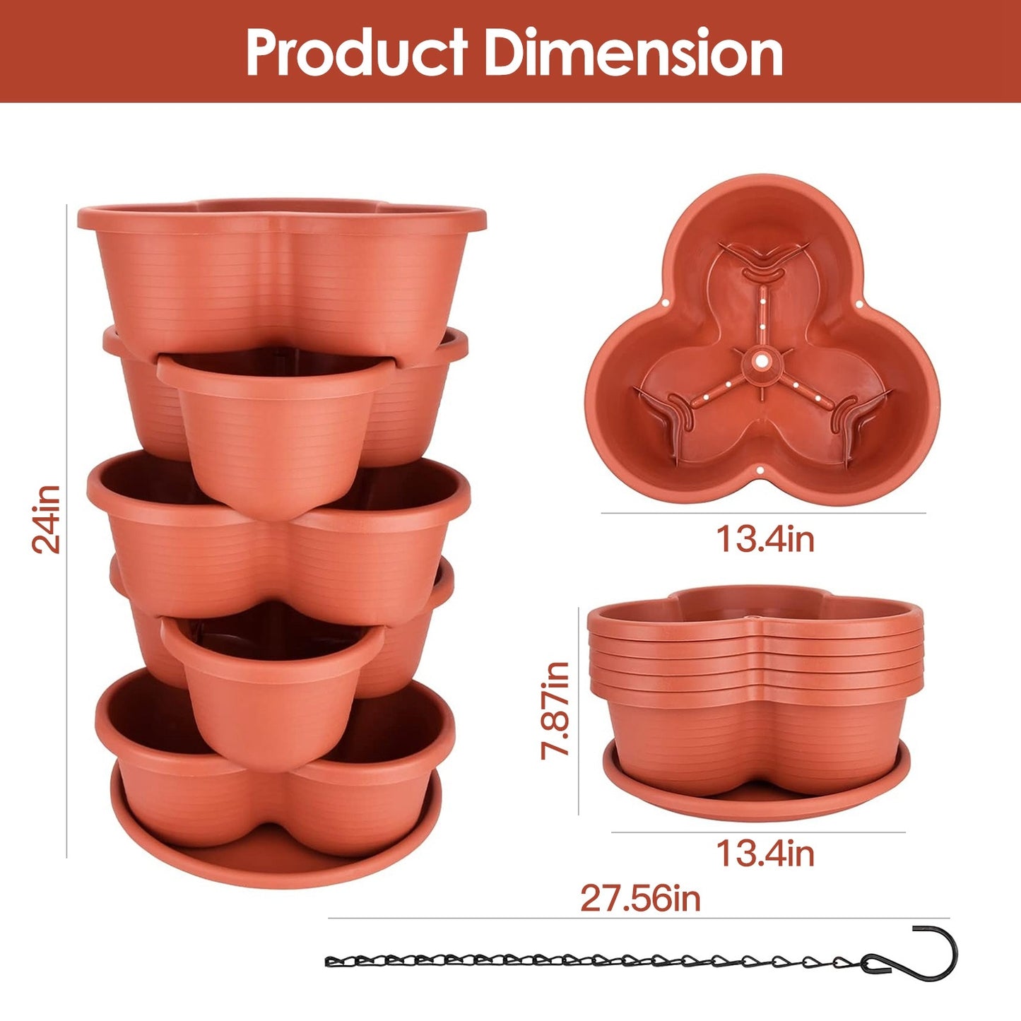 1Pc 5 Planters Garden Tower Planter Outdoor