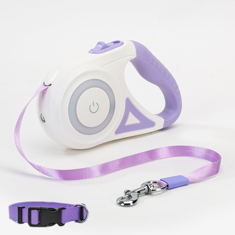 Retractable Leash And Dog Collar Spotlight Automatic Traction Rope For Small Medium Dogs
